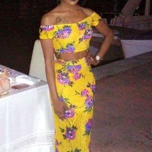 2 piece skirt set with matching halter top